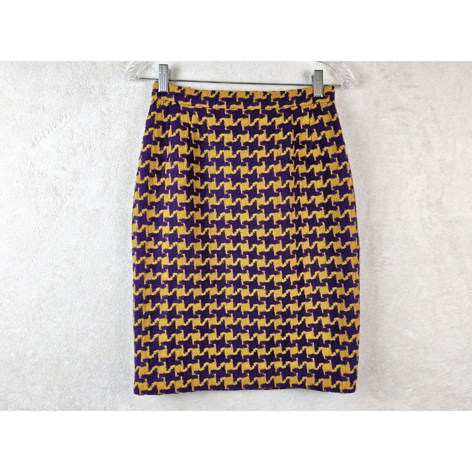 Valentino Valentino Skirt Women Knee Length Houndstooth Lined Size 8 Multicolor Pencil Straight Womens Size 30" / US 8 / IT 44 - 2 Thumbnail