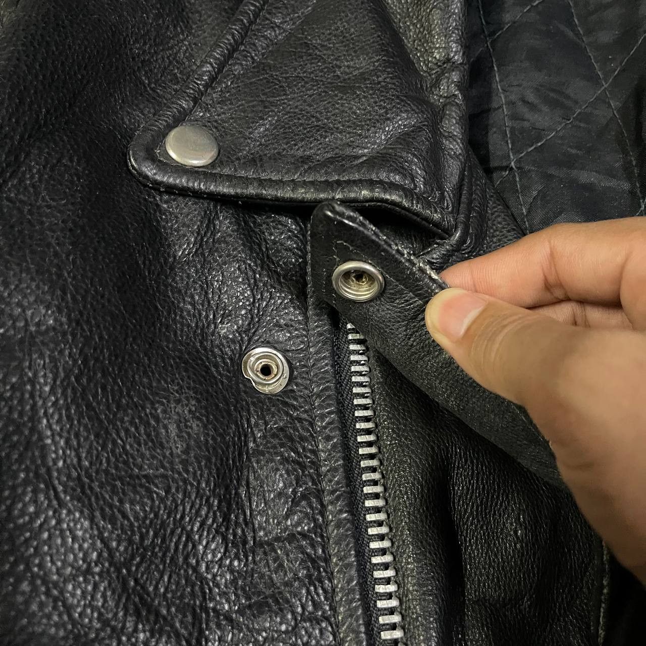 Leather Vintage Motorcycle Rider Leather Jacket Double Collar Size US M / EU 48-50 / 2 - 5 Thumbnail