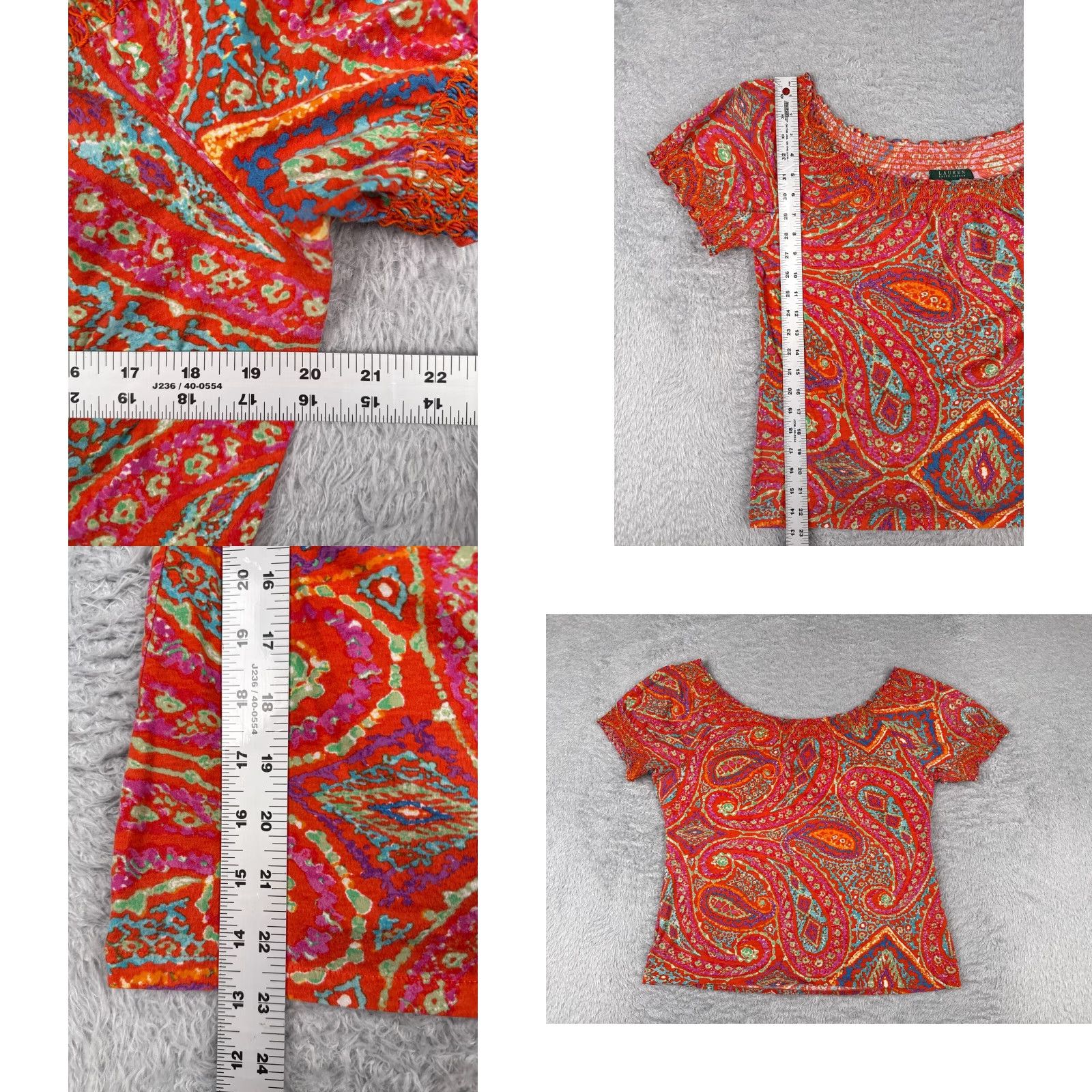 Ralph Lauren VINTAGE Lauren Ralph Lauren Shirt Women Large Red Paisley Boat Neck Cotton Casual 90s Size L / US 10 / IT 46 - 8 Thumbnail