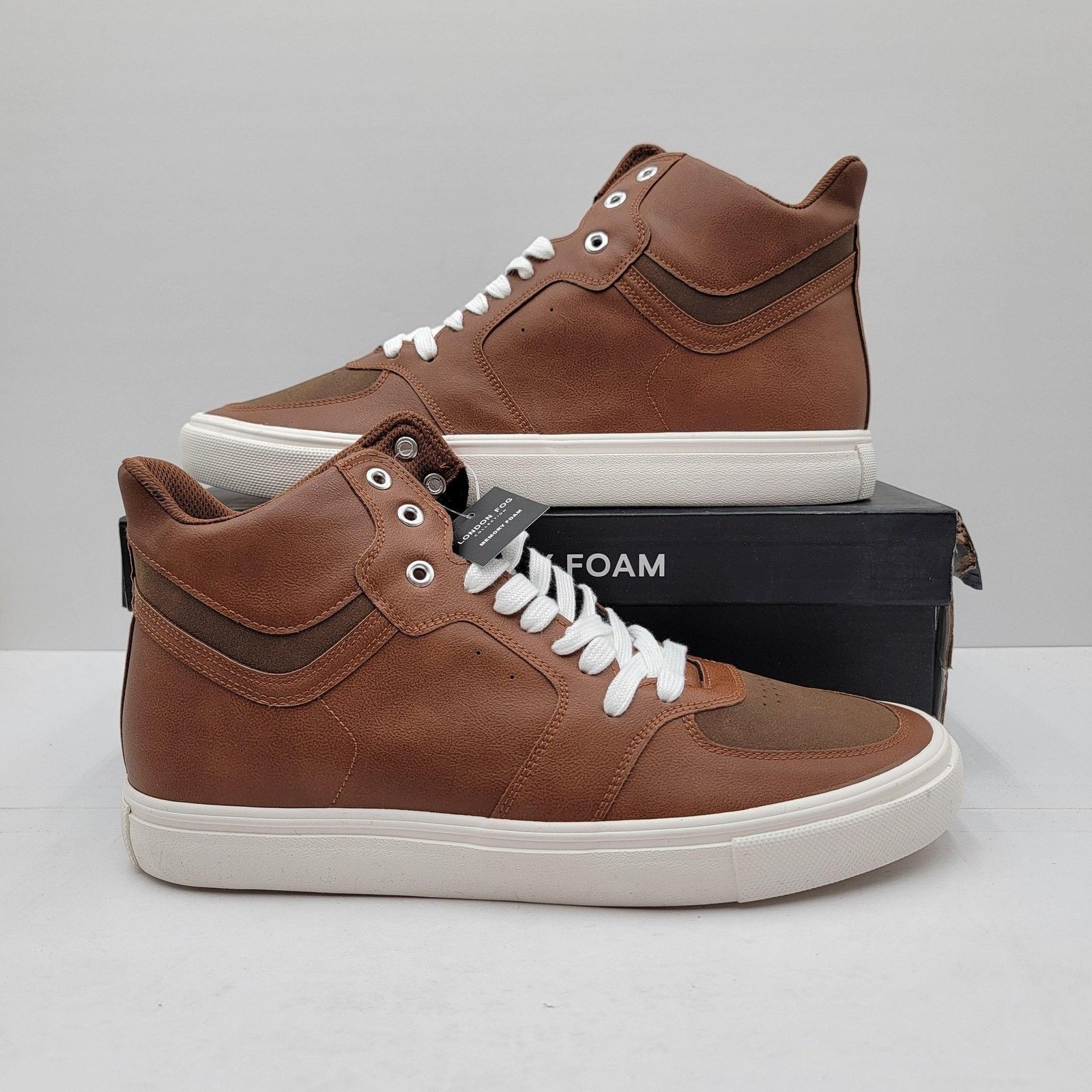 London Fog London Fog Blake Mens Size 12 Cognac Brown High Top Sneakers Size US 11 / EU 44 - 1 Thumbnail