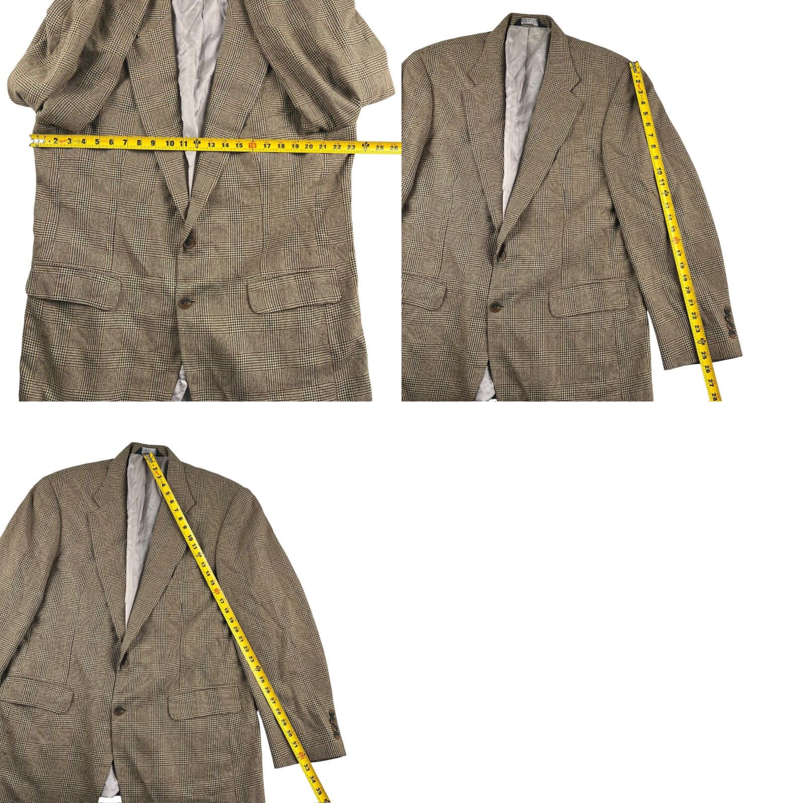 Lands' End Lands' End Blazer Men 46L Brown Wool Silk Nylon Plaid Two-Button Notch Single-Vented Size 46R - 8 Thumbnail