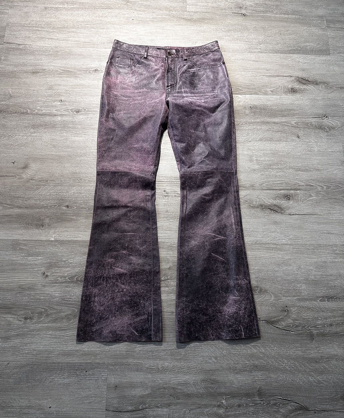 Versace × Versace Jeans Couture × Vintage Vintage Versace Leather Bootcut Pants Size US 30 / EU 46 - 1 Thumbnail