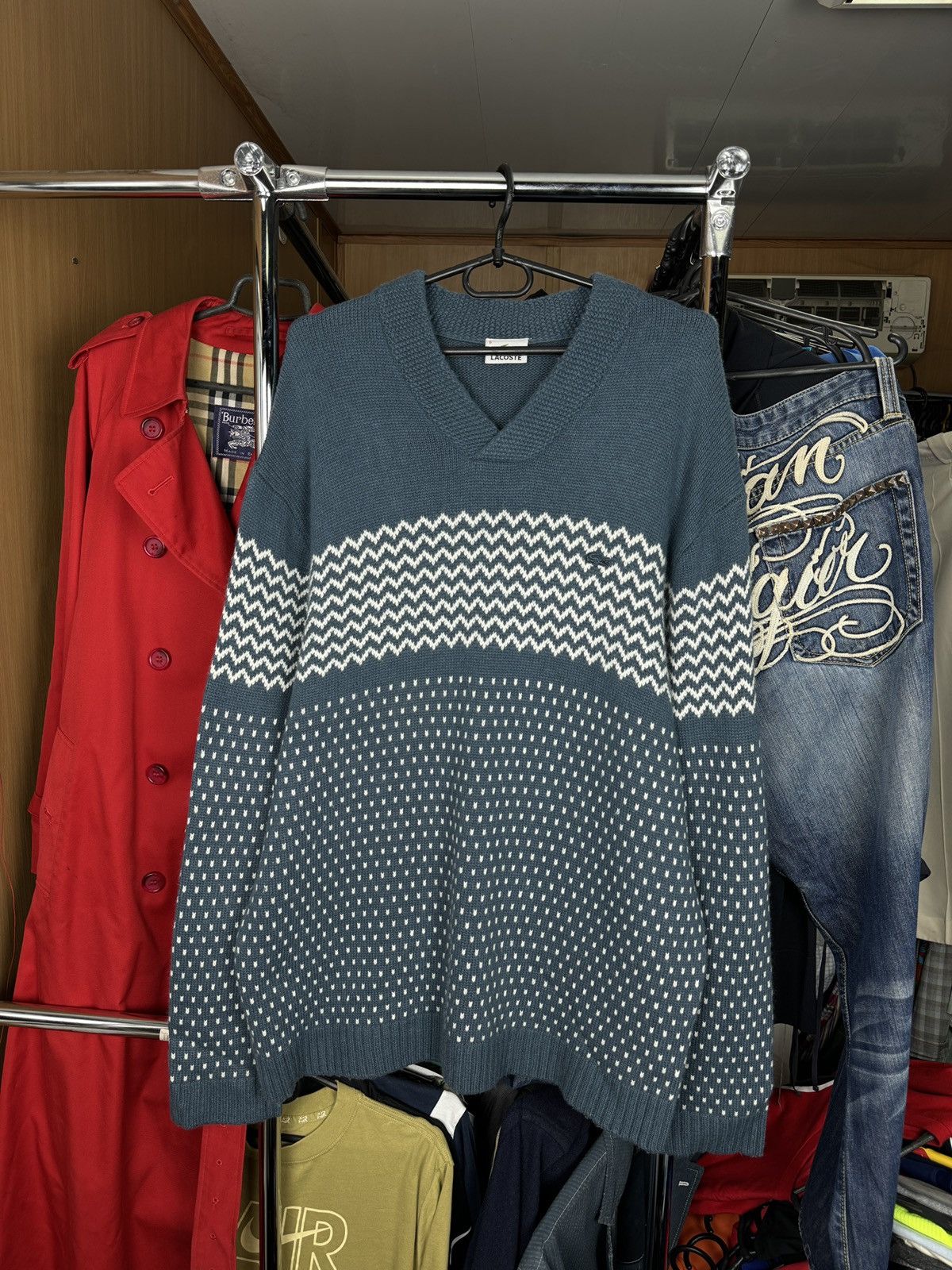 Lacoste × Vintage Mens Vintage Lacoste sweater size XL Knitwear y2k rare 90s Size US XL / EU 56 / 4 - 1 Thumbnail
