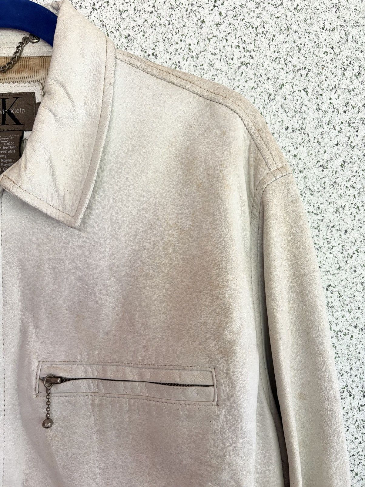 Calvin Klein Calvin Klein Cream Leather Jacket Rare Minimalist Boxy Fit Size US S / EU 44-46 / 1 - 8 Thumbnail