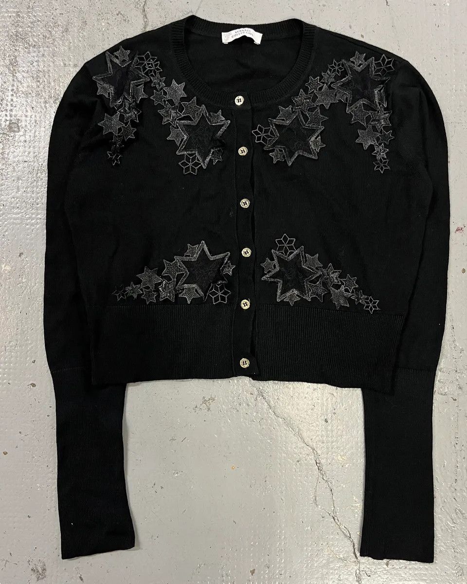 Versace 2010s Versace Black Star Embroidered Cardigan Size S / US 4 / IT 40 - 4 Thumbnail