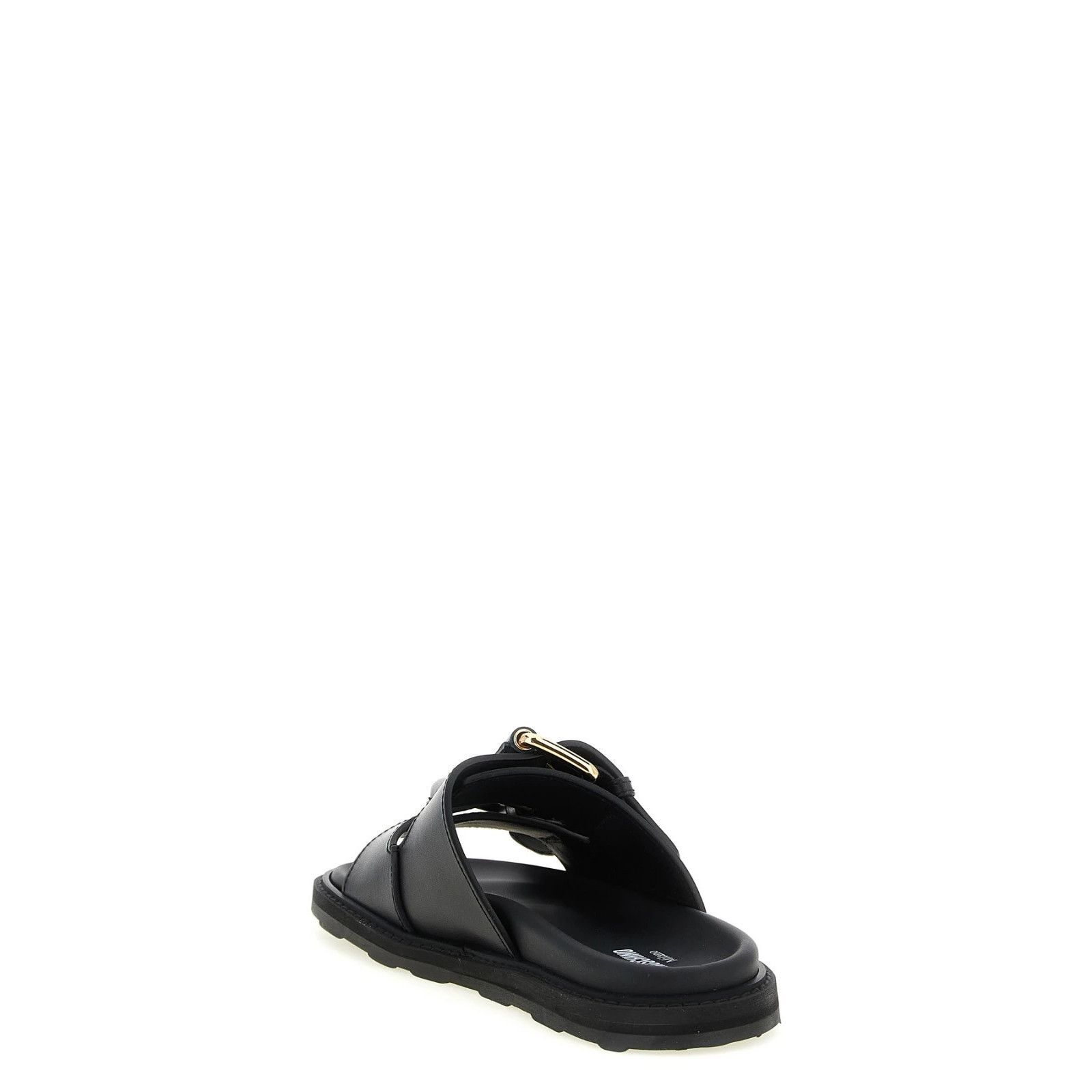 MOSCHINO Double Strap Black Leather Sandals New & Authentic