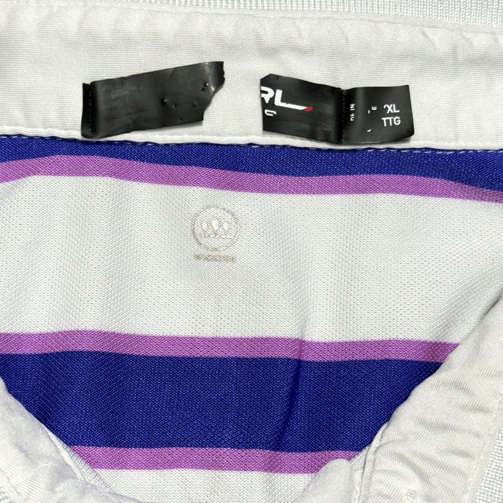 RLX Ralph Lauren RLX Ralph Lauren Polo Shirt XL White Blue Purple Stripe Golf Size US XL / EU 56 / 4 - 5 Thumbnail