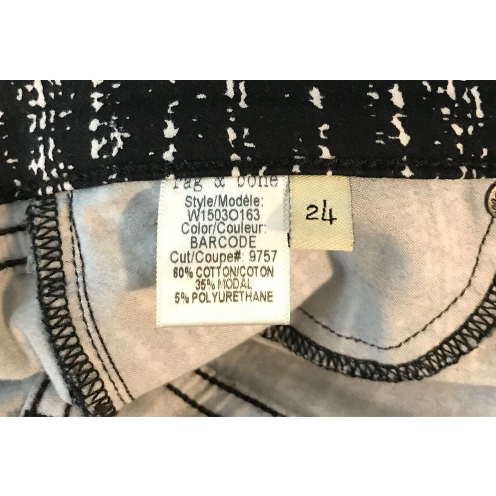 Rag & Bone Rag & Bone Jean Black/White Barcode Print Stretch Leggings Size 24" / US 00 / IT 34 - 11 Thumbnail