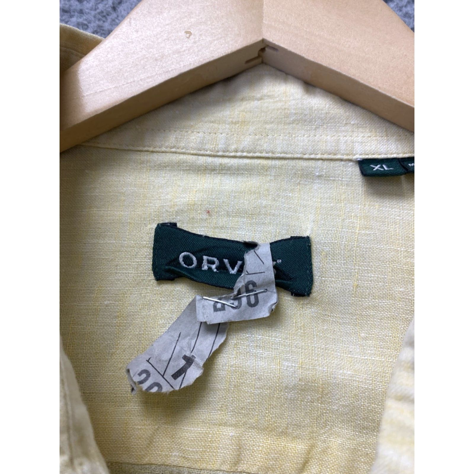 Orvis ORVIS Men's Linen Long Sleeve Button-Up Shirt XL Chambray Yellow Solid Outdoor Preppy Size US XL / EU 56 / 4 - 3 Thumbnail