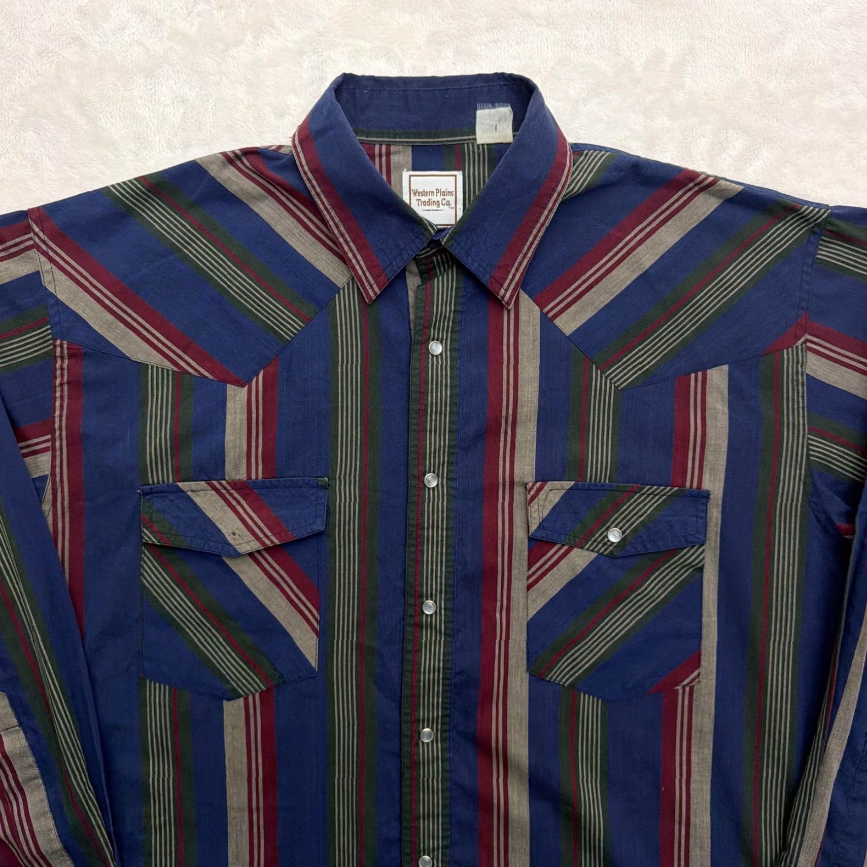 CO Western Plains Trading Co Shirt Mens 2XL Blue Striped Western Snap Long Sleeve Size US XXL / EU 58 / 5 - 2 Thumbnail
