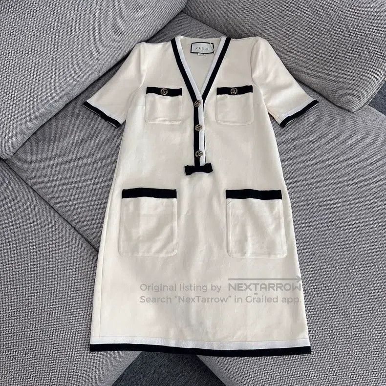 Gucci Gucci Retro colour contrast short-sleeved A-shaped dress Size S / US 4 / IT 40 - 1 Thumbnail