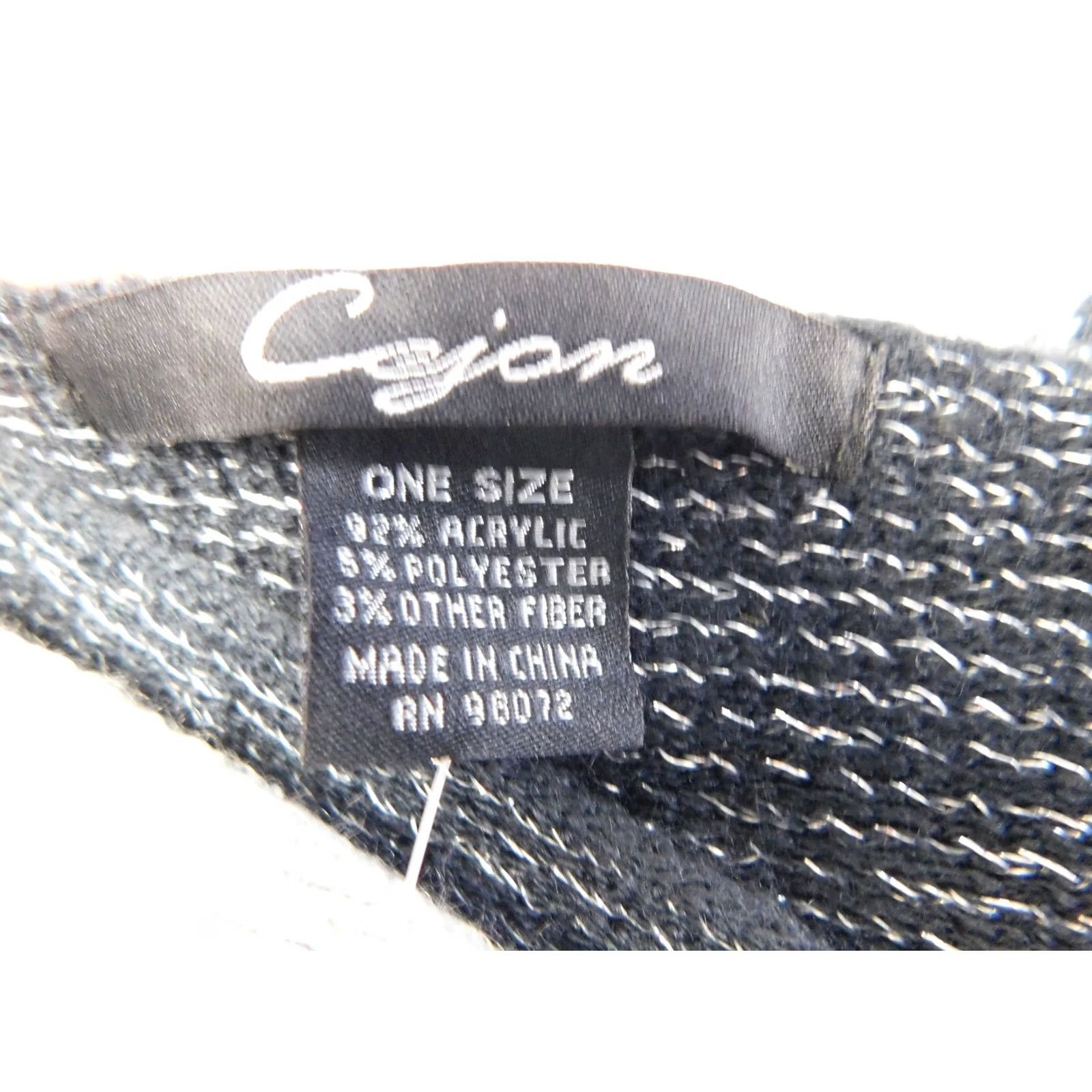 Vintage Cejon Metallic Shimmer Ombre Fringe Scarf Grey Black Silver 72" Knit Acrylic Polyester Women Scarf Mens Womens Fansundefined Size ONE SIZE - 3 Thumbnail