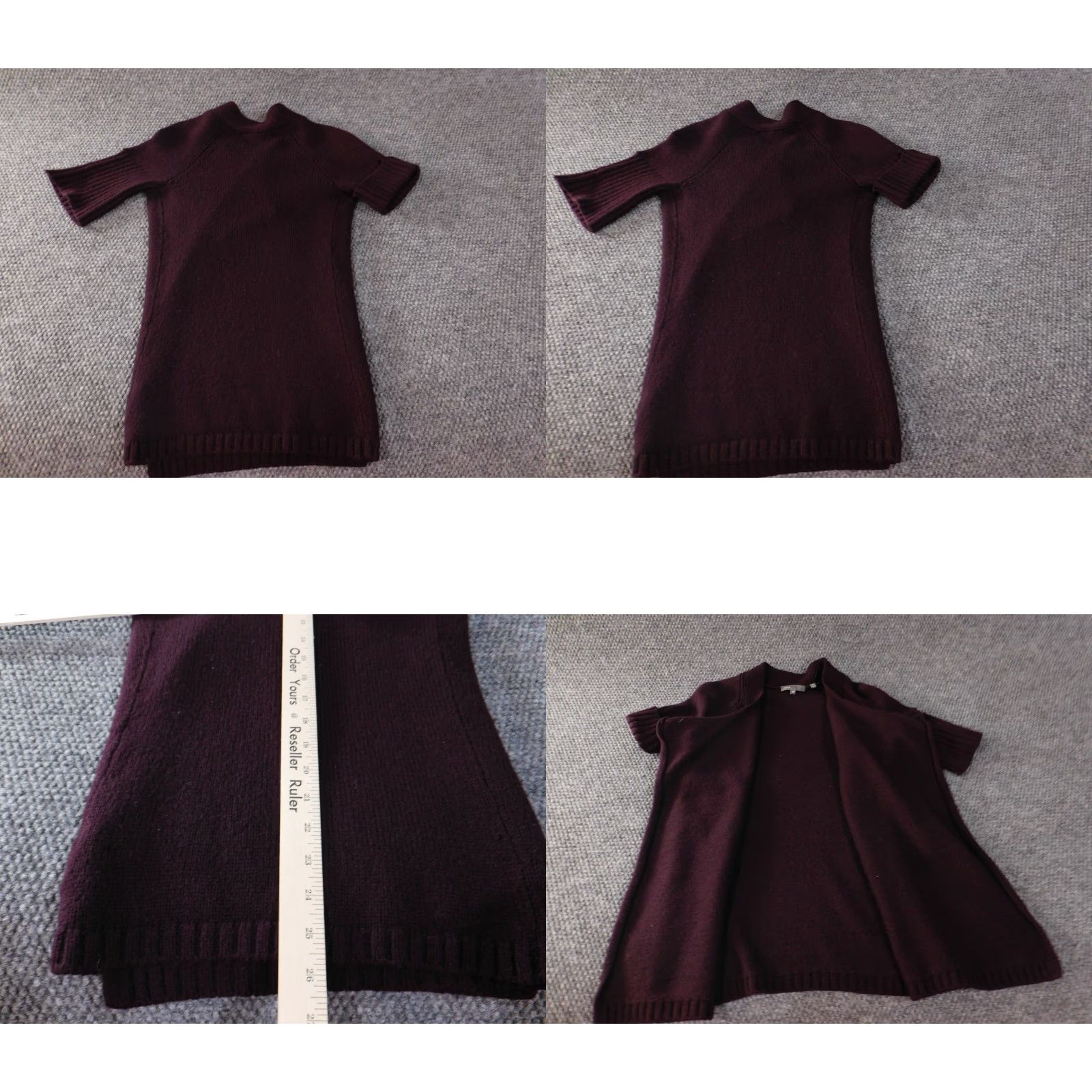 Vince Vince Sweater Cardigan Womens XS Purple Wool Knit Cap Sleeve Mock Neck Open Stretch Regular Knit Vintage No Size XS / US 0-2 / IT 36-38 - 8 Thumbnail