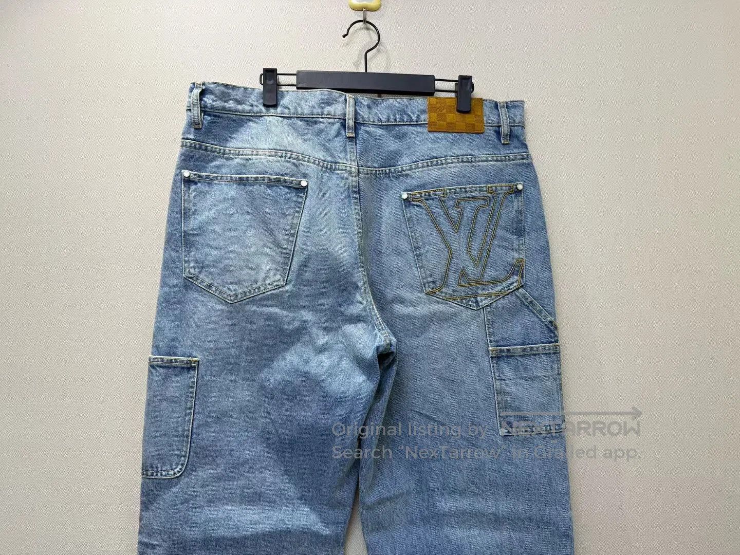 Louis Vuitton Louis Vuitton Blue Washed Patch Back Logo Denim Pants| Size US 38 / EU 54 - 5 Thumbnail