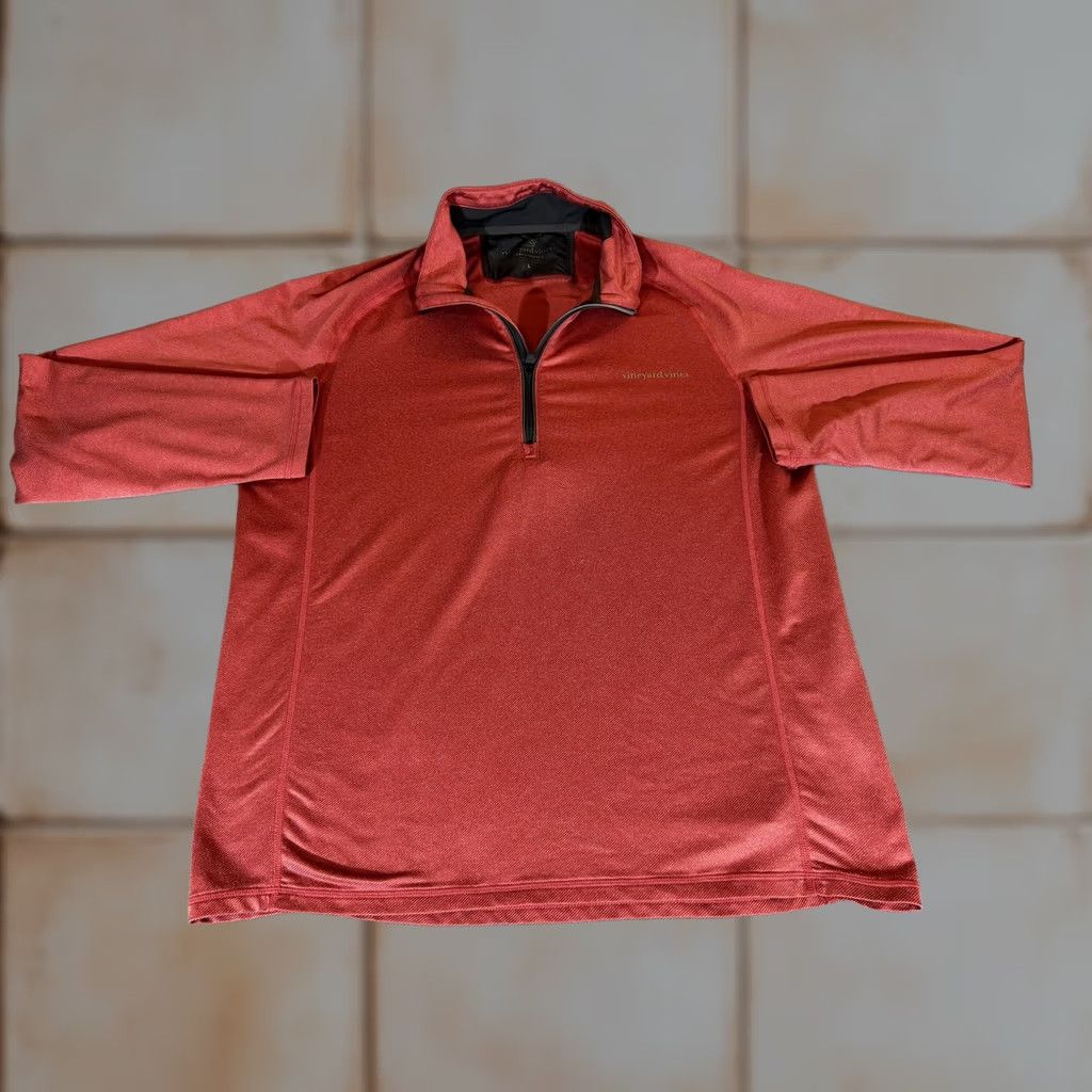 Vineyard Vines VINEYARD VINES Pullover Mens Large Red 1/4 Zip Performance Sankaty Golf Shirt Size US L / EU 52-54 / 3 - 1 Thumbnail
