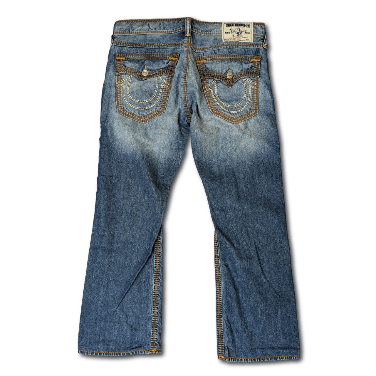 image of Y2K True Religion Washed Bootcut / Baggy Mb3 Stitch in Navy, Men's (Size 36)