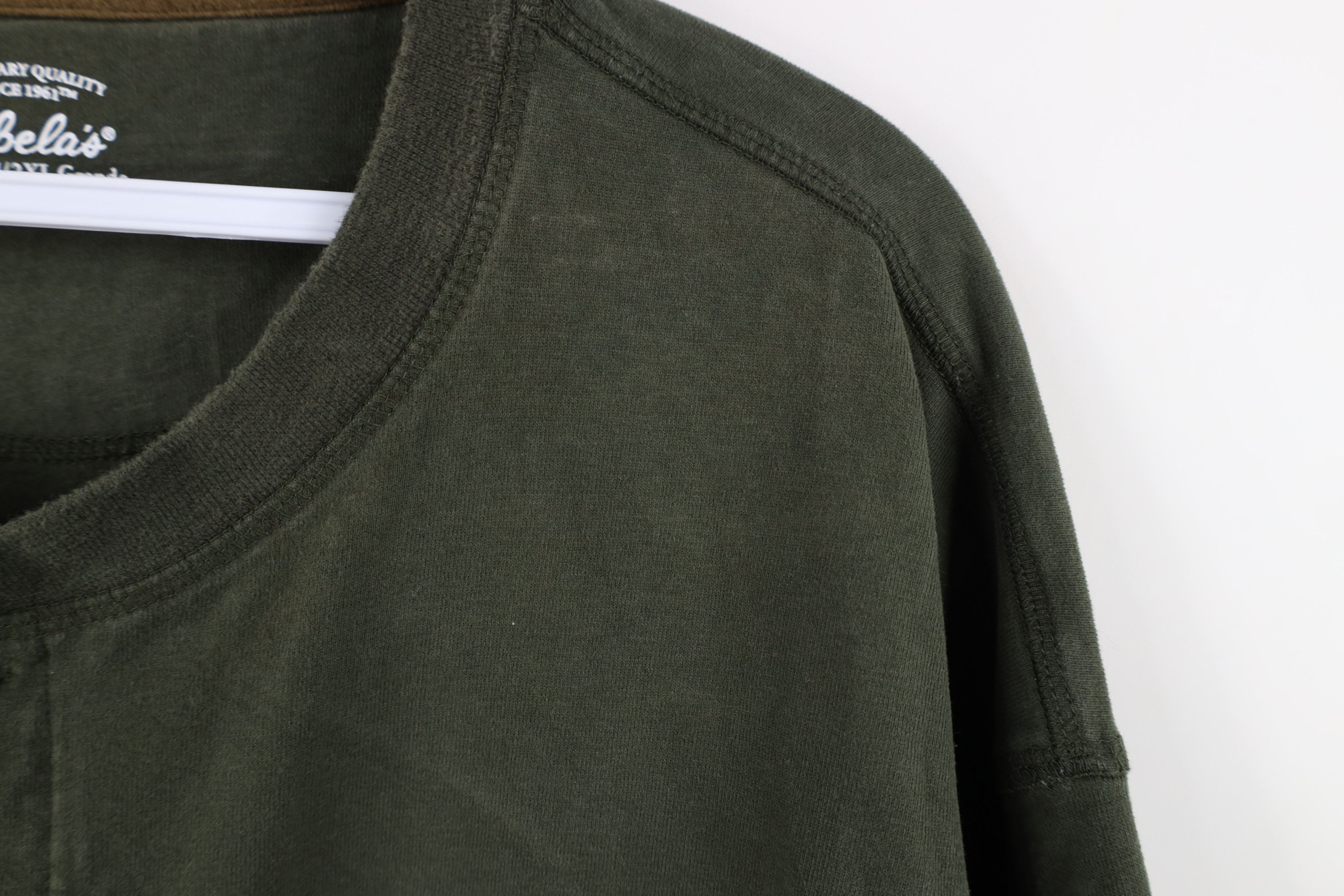 Cabelas Vintage Cabelas Blank Heavy Long Sleeve Henley T-Shirt Green Size US XXL / EU 58 / 5 - 7 Thumbnail