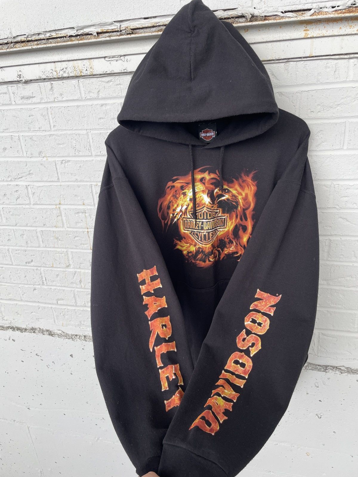 Harley Davidson Harley Davidson Flaming Phenix Hoodie Size US XL / EU 56 / 4 - 4 Thumbnail