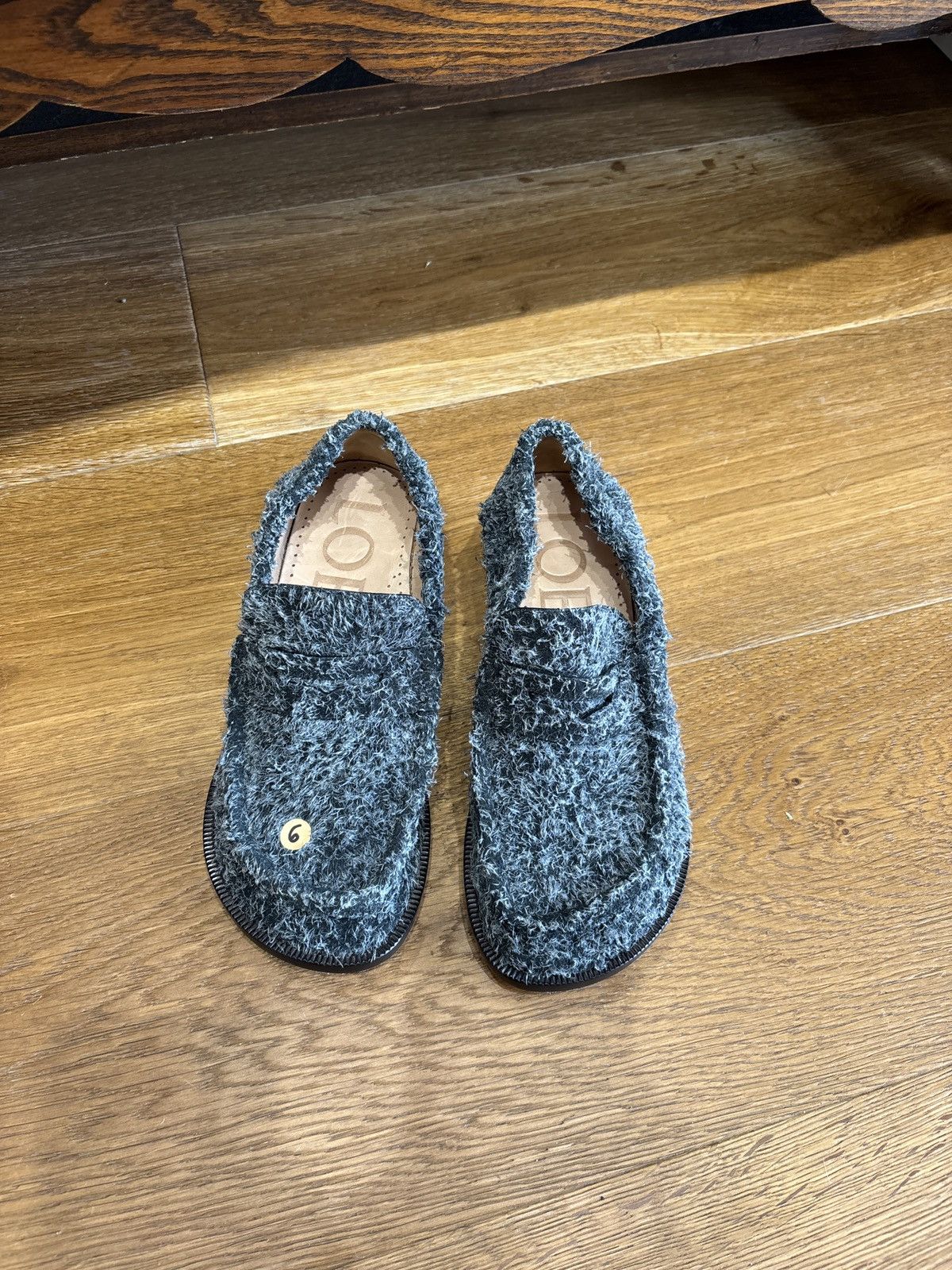 Loewe These are Loewe fuzzy grey leather-lined kitten heel loafers Size US 6 / IT 36 - 13 Thumbnail