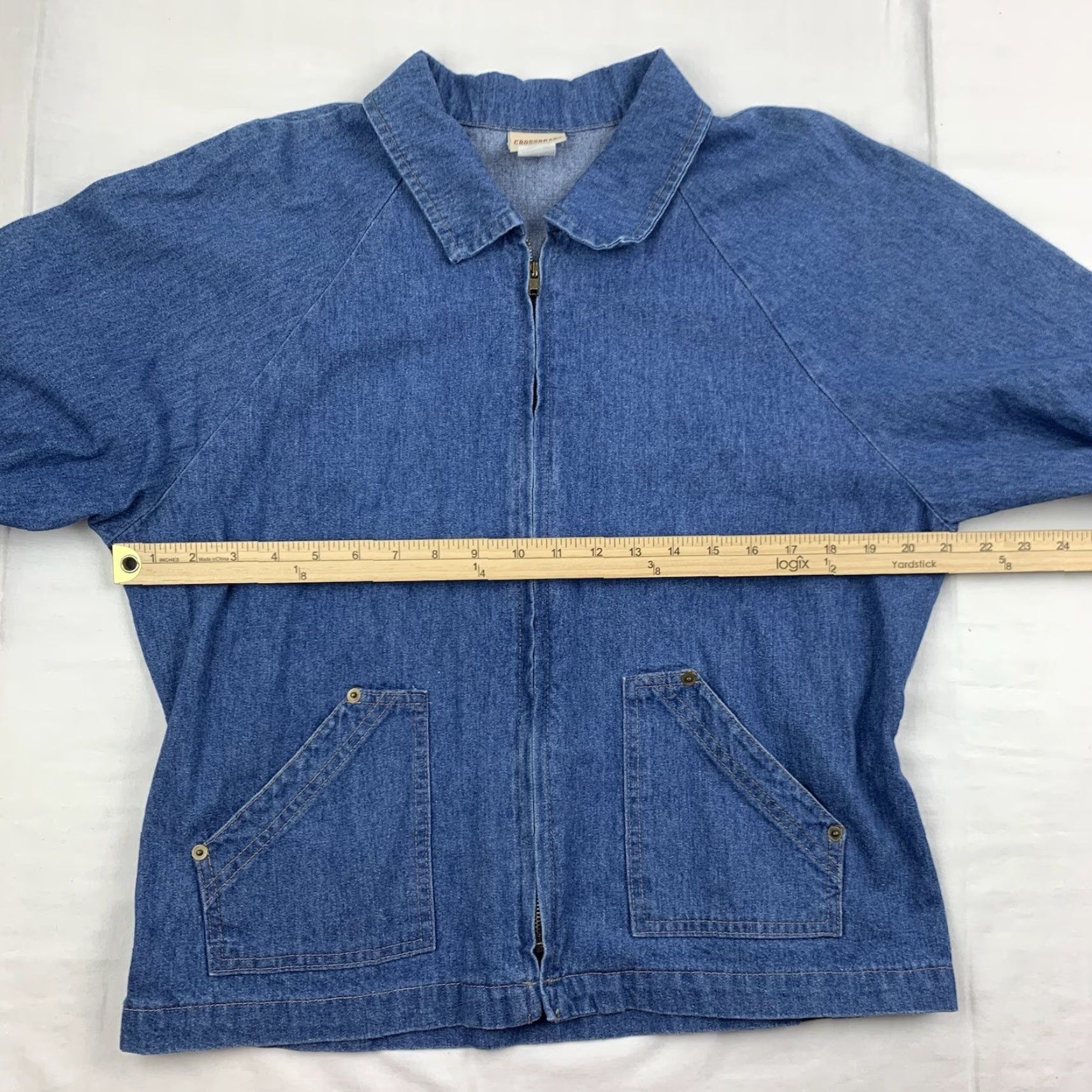 Vintage VINTAGE Crossroads Denim Jacket Medium Blue Full Zip Womens 90s Size M / US 6-8 / IT 42-44 - 6 Thumbnail