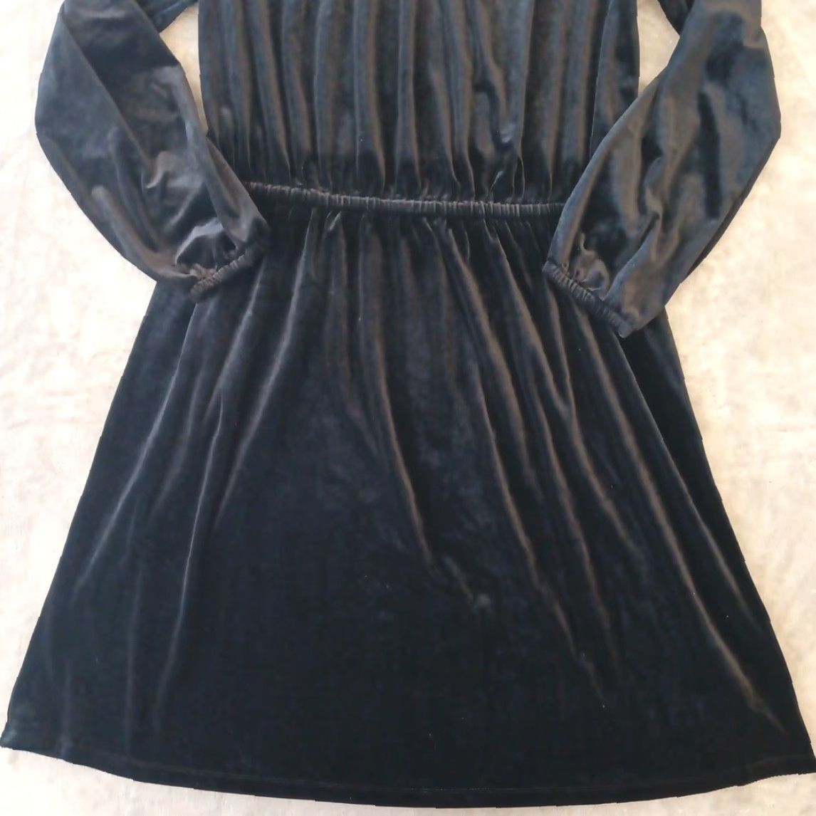 Lands' End Lands' End Fit Flare Dress L Black Velour Long Sleeve Midi Pullover Dress Women Regular Size L Black Velour Stretch Elastic Waist Size L / US 10 / IT 46 - 4 Thumbnail