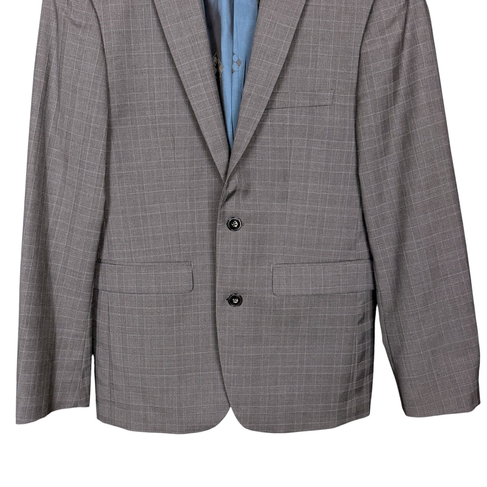 Vince Camuto Vince Camuto Gray Plaid Modern Slim Fit 100% Wool Blazer Size 36S - 4 Thumbnail