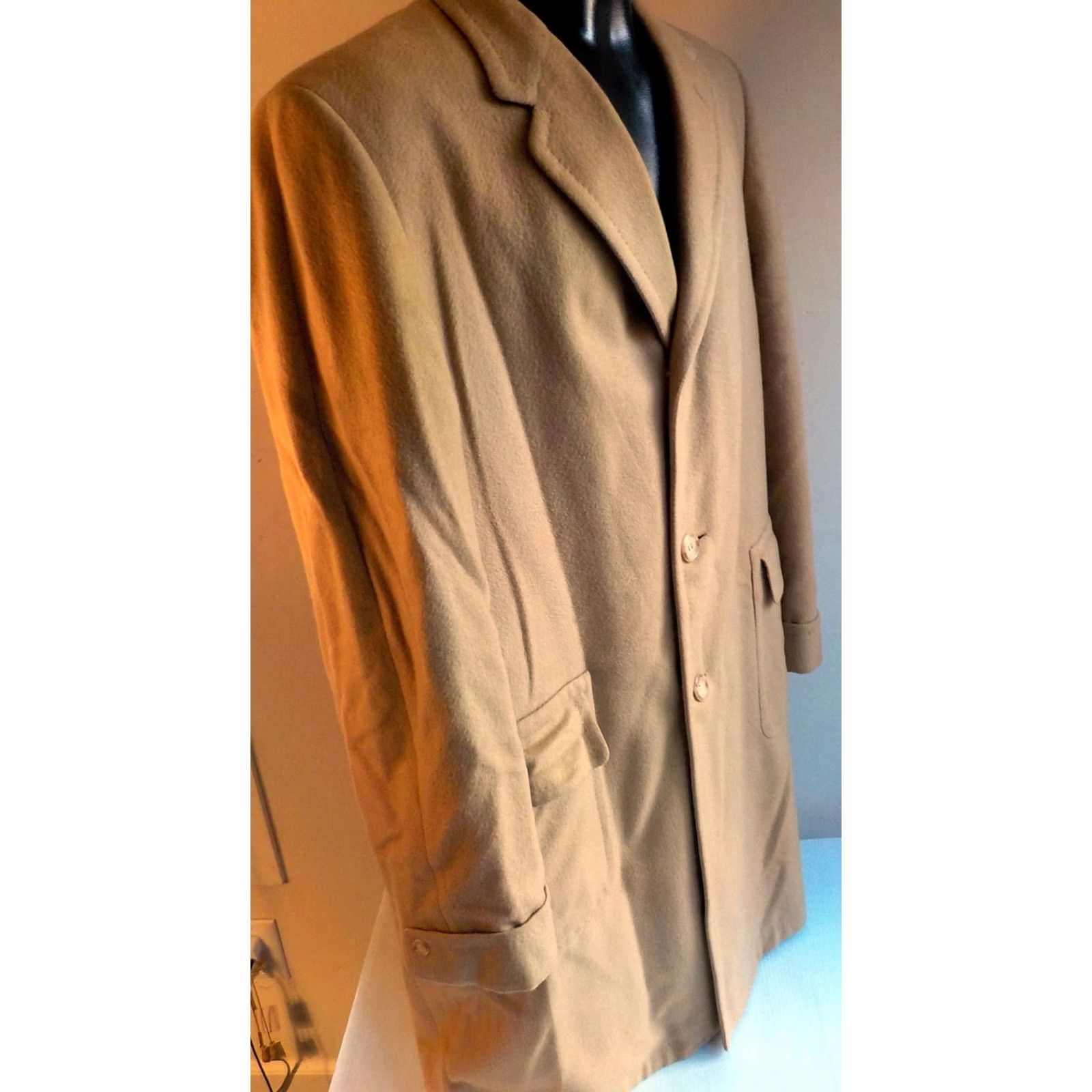 Vintage VINTAGE Arthur Leonard Single Breasted Coat Beig​e Cashmere 40L Men Overcoat Shirt Category Coat Mens Size US XXS / EU 40 - 4 Thumbnail