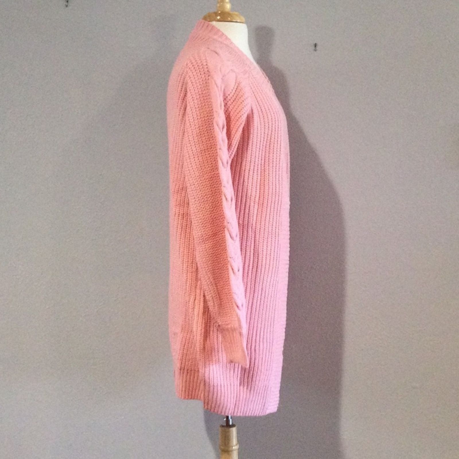 Other Unbranded Pink Acrylic Knit Oversized Cardigan Sweater Small Size S / US 4 / IT 40 - 4 Thumbnail