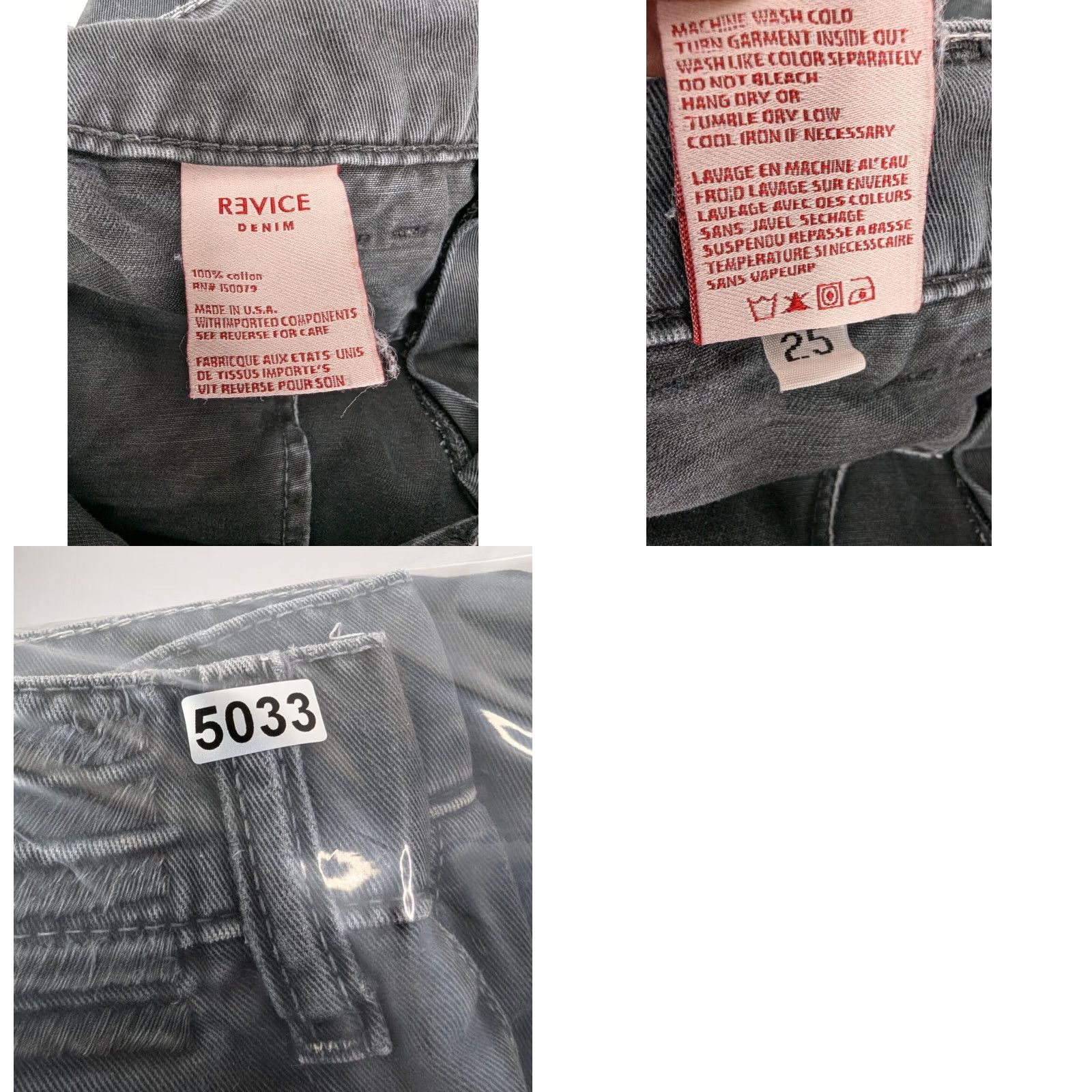 Vintage REVICE Denim Highland Cargo Pants Women's Size 25 Charcoal Straight Cotton, Cargo, Shirts? Size 42" / US 20 - 9 Thumbnail