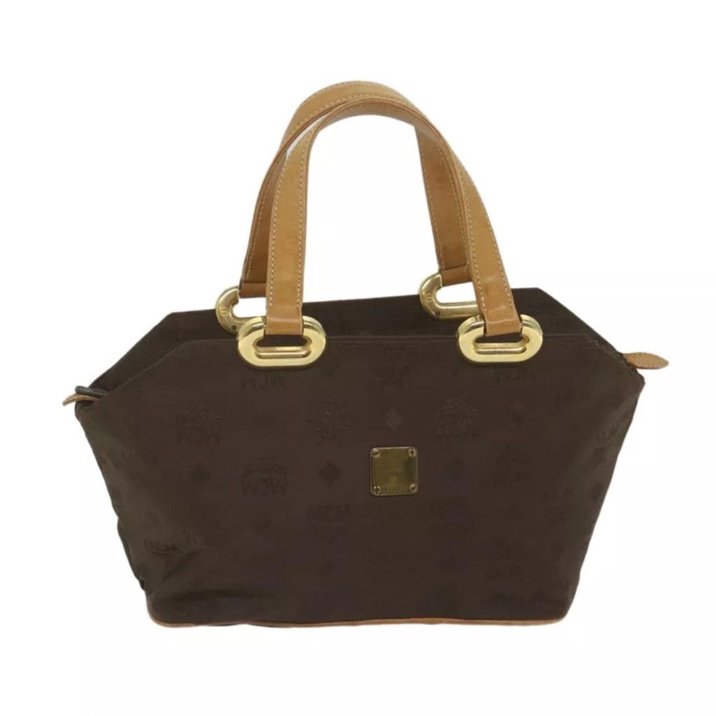 MCM MCM Brown and Tan Satchel with Gold Hardware Size ONE SIZE - 1 Thumbnail