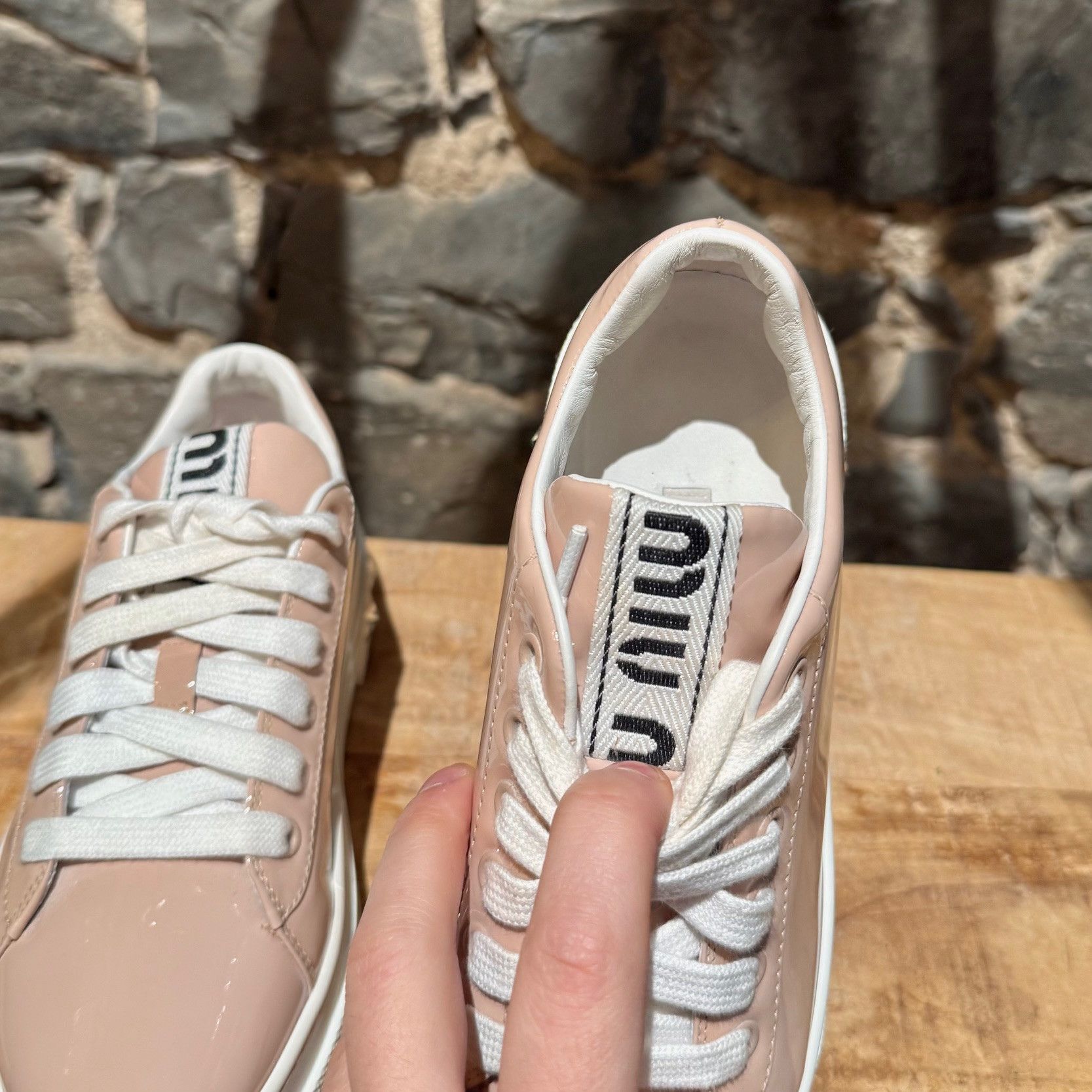 Miu Miu Miu Miu Pink Patent Crystal Heel Platform Sneakers Size US 6 / IT 36 - 6 Thumbnail