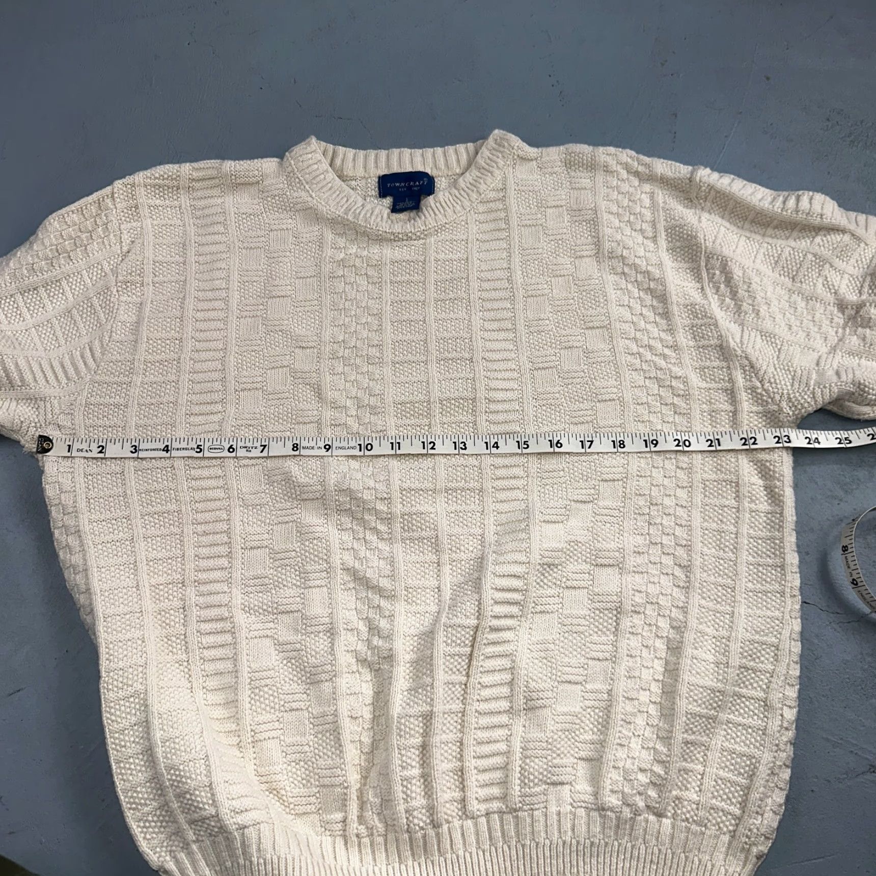 Vintage VINTAGE Towncraft 80s Ivory 100% Cotton Square Knit Sweater Adult L Size US L / EU 52-54 / 3 - 5 Thumbnail