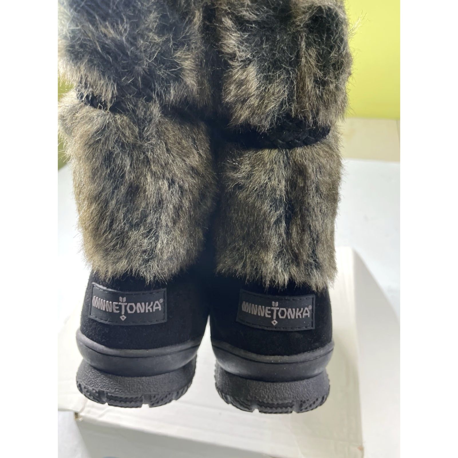 Minnetonka VINTAGE Minnetonka Boot Suede Everett Boots Black Leather #80080 Faux Fur Mid Calf Womens 10 Black Boots Womens Size US 10 / IT 40 - 3 Thumbnail