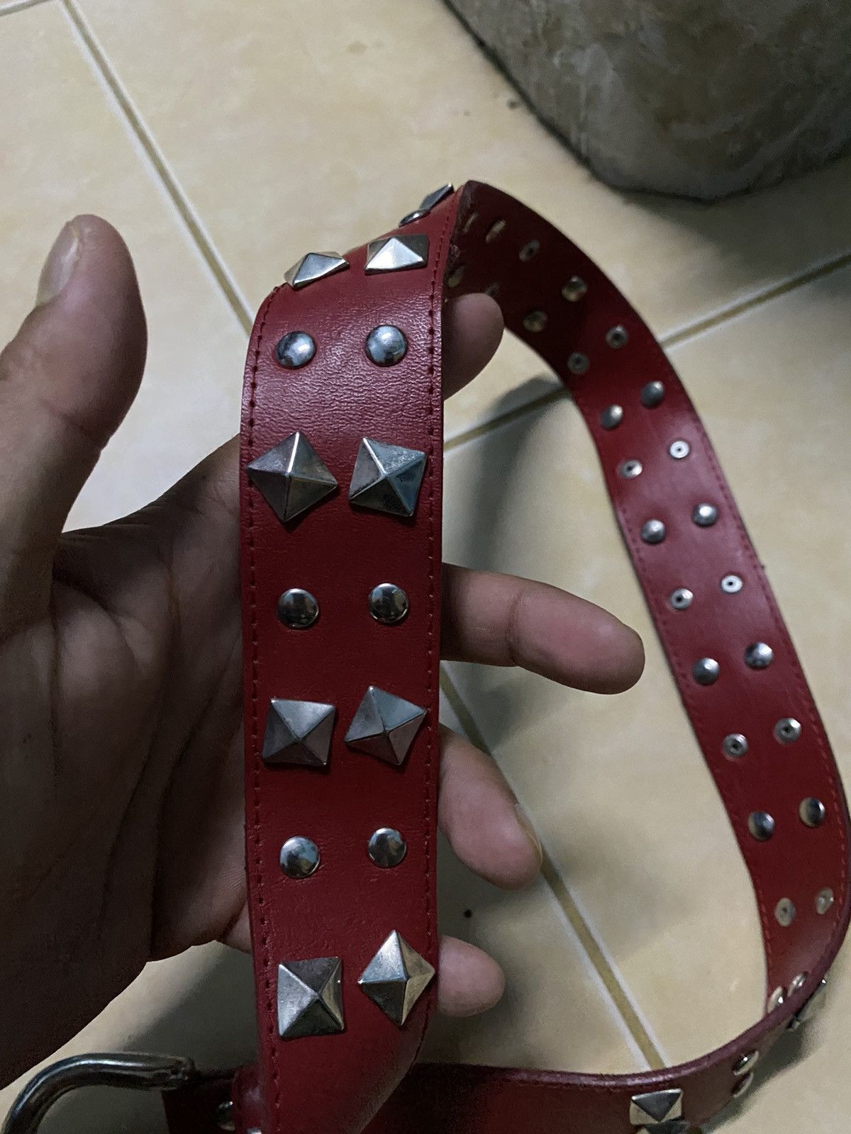Leather × Vintage Vtg Belt Leather Punk Size 32 - 5 Thumbnail