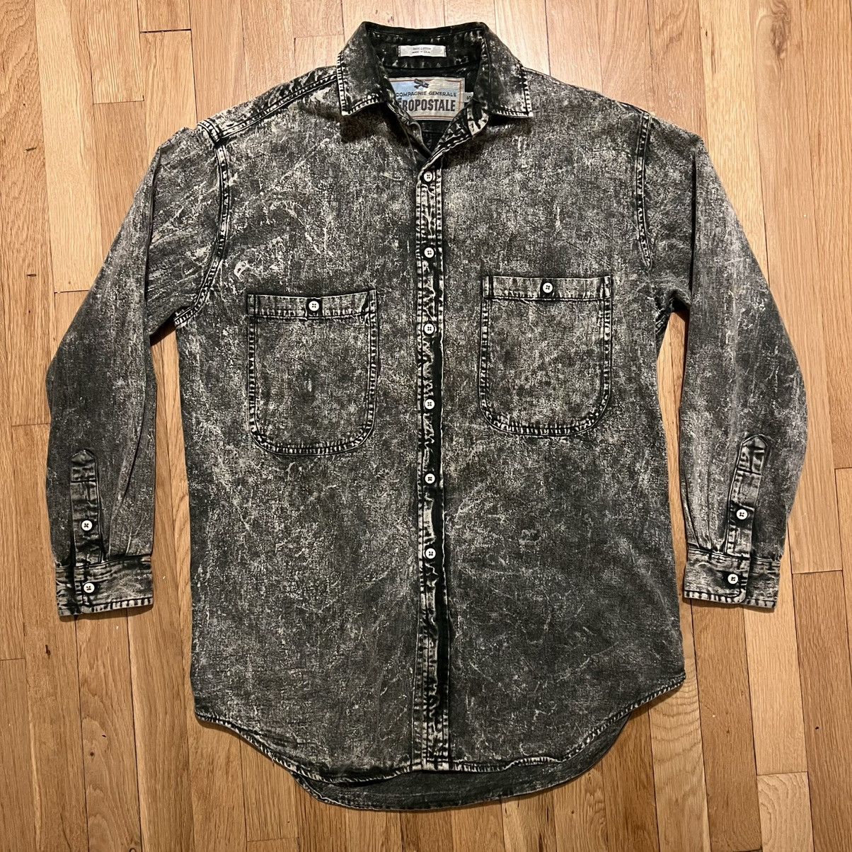 Aeropostale Vintage Aeropostale Mens Large Button Up Acid Wash Green Size US L / EU 52-54 / 3 - 1 Thumbnail