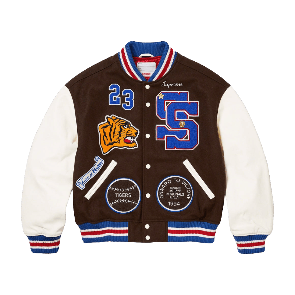 image of Hypebeast x Supreme Tiger Varsity Jacket Brown • M, Men's (Size Medium)