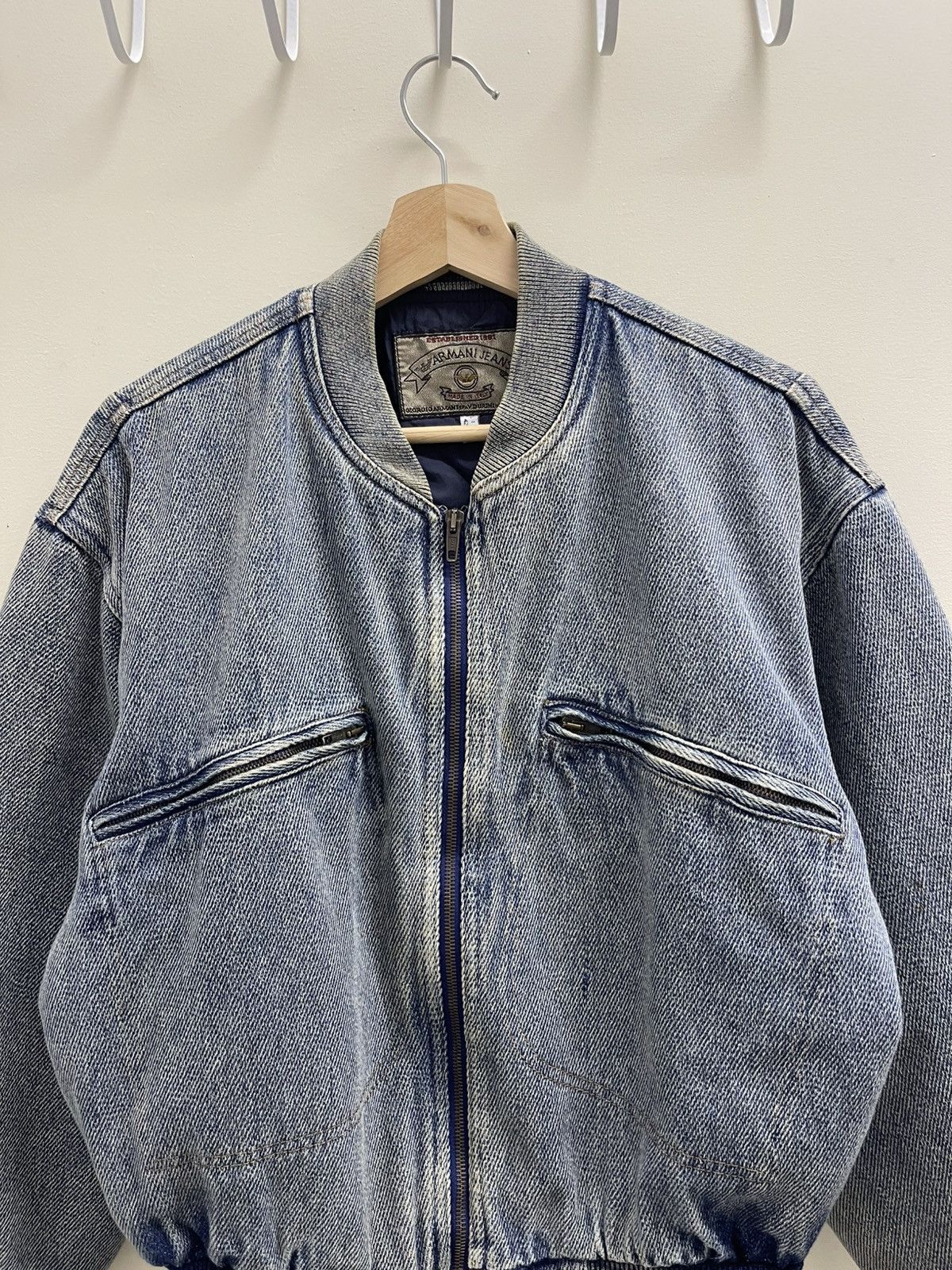 Giorgio Armani Vintage Armani Jeans Denim Bomber Jacket Size US M / EU 48-50 / 2 - 5 Thumbnail