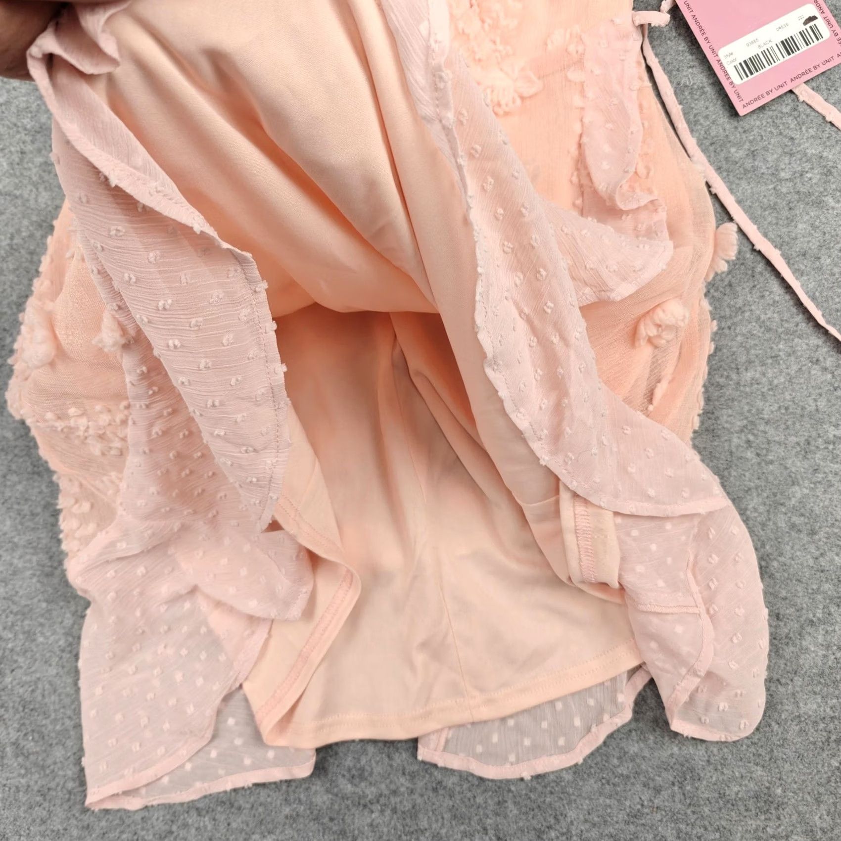 Vintage Andrée Unit Dress Womens Small Medium Pink Polka Dot Wrap Ruffle Sundress Mini Size S / US 4 / IT 40 - 5 Thumbnail