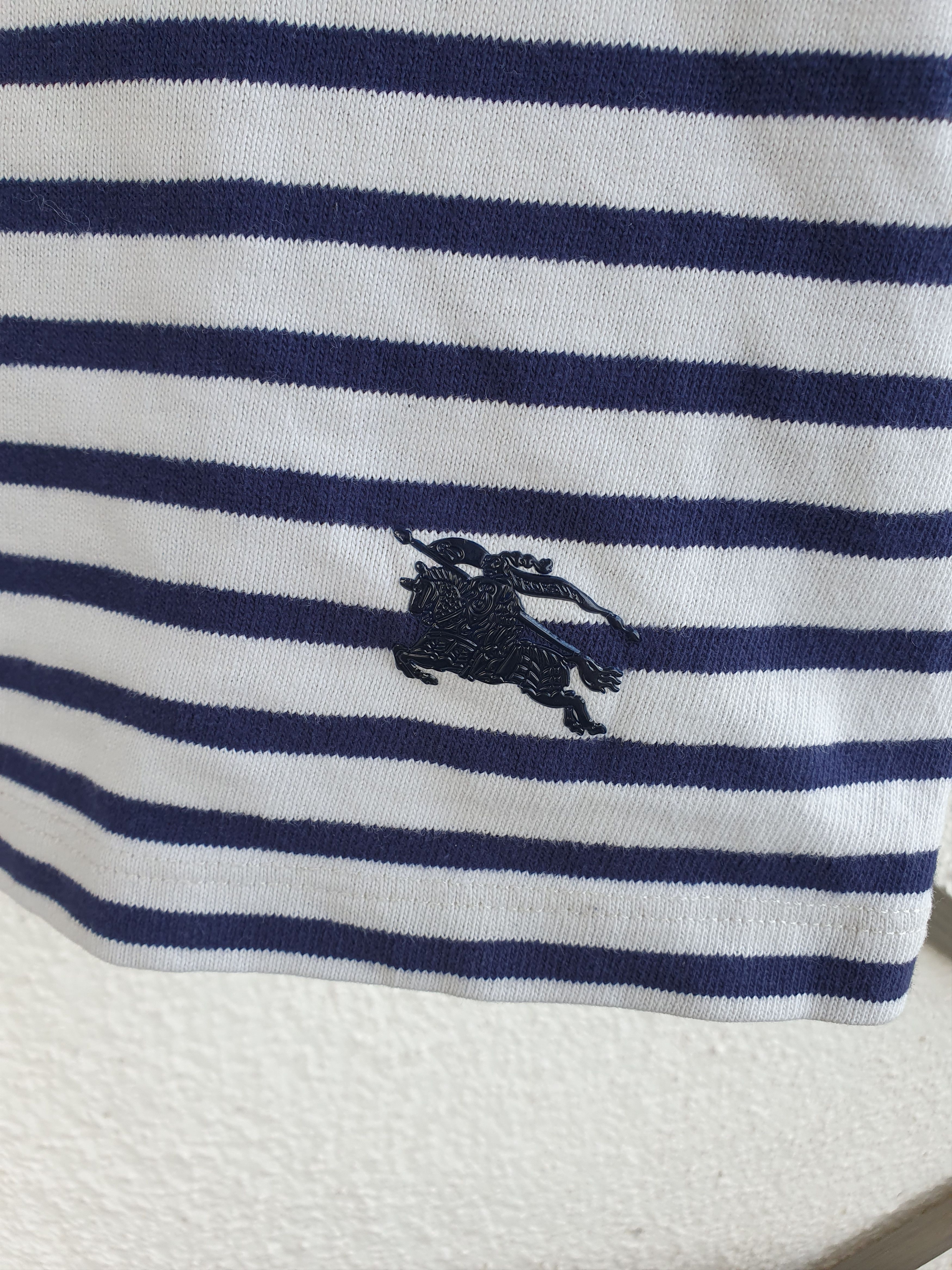 Burberry Burberry Women's Boat Neck Blue And Shite Striped Top sz L Size L / US 10 / IT 46 - 3 Thumbnail