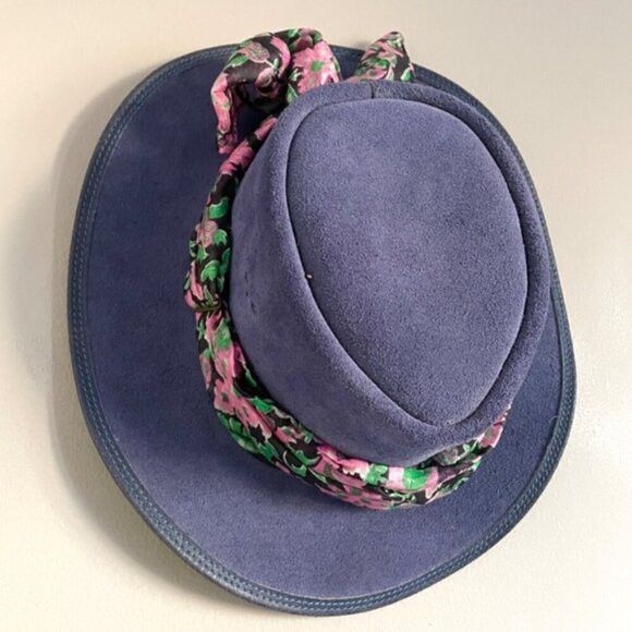 Vintage Vintage Australian Blue Suede Vented Bush Hat - S 🇦🇺 Size ONE SIZE - 7 Thumbnail