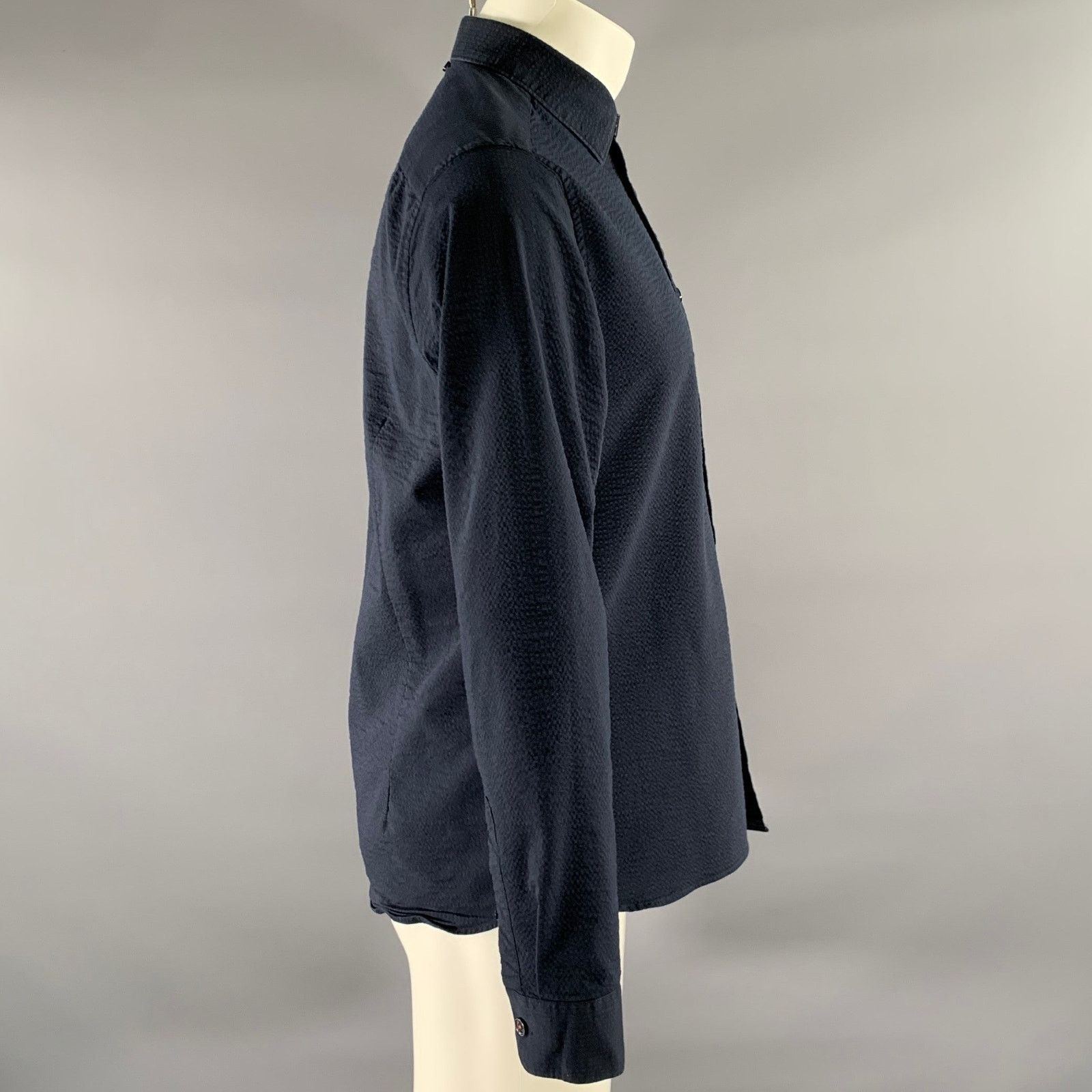 Ted Baker TED BAKER Size S Navy Cotton Blend Button Down LS Shirt Size US S / EU 44-46 / 1 - 3 Thumbnail