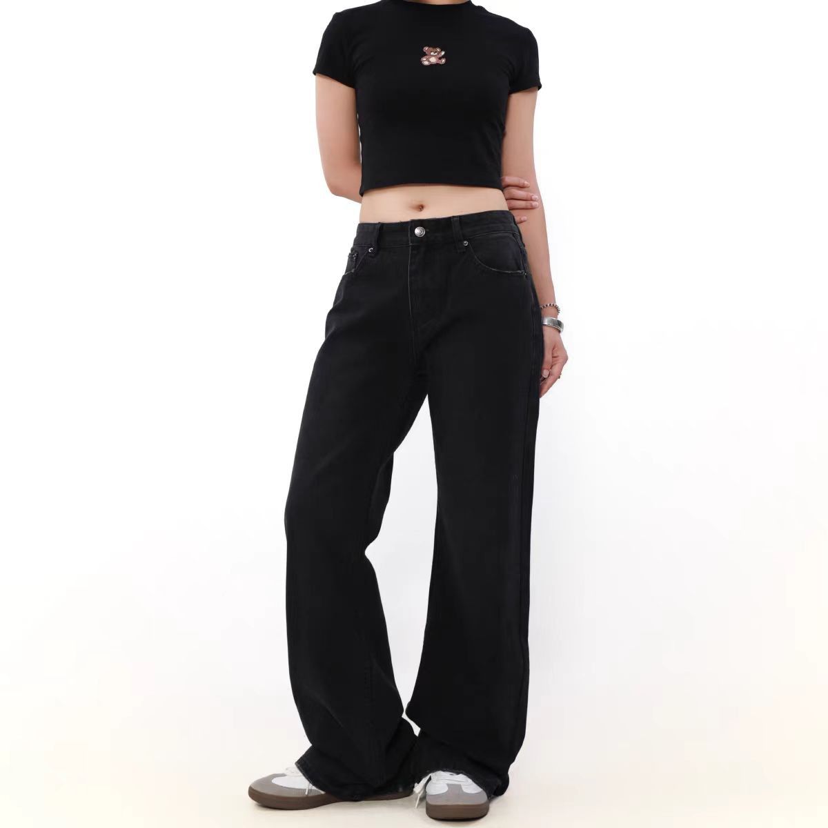 Japanese Brand × Jean Vintage frayed black micro flare jeans Size US 30 / EU 46 - 5 Thumbnail