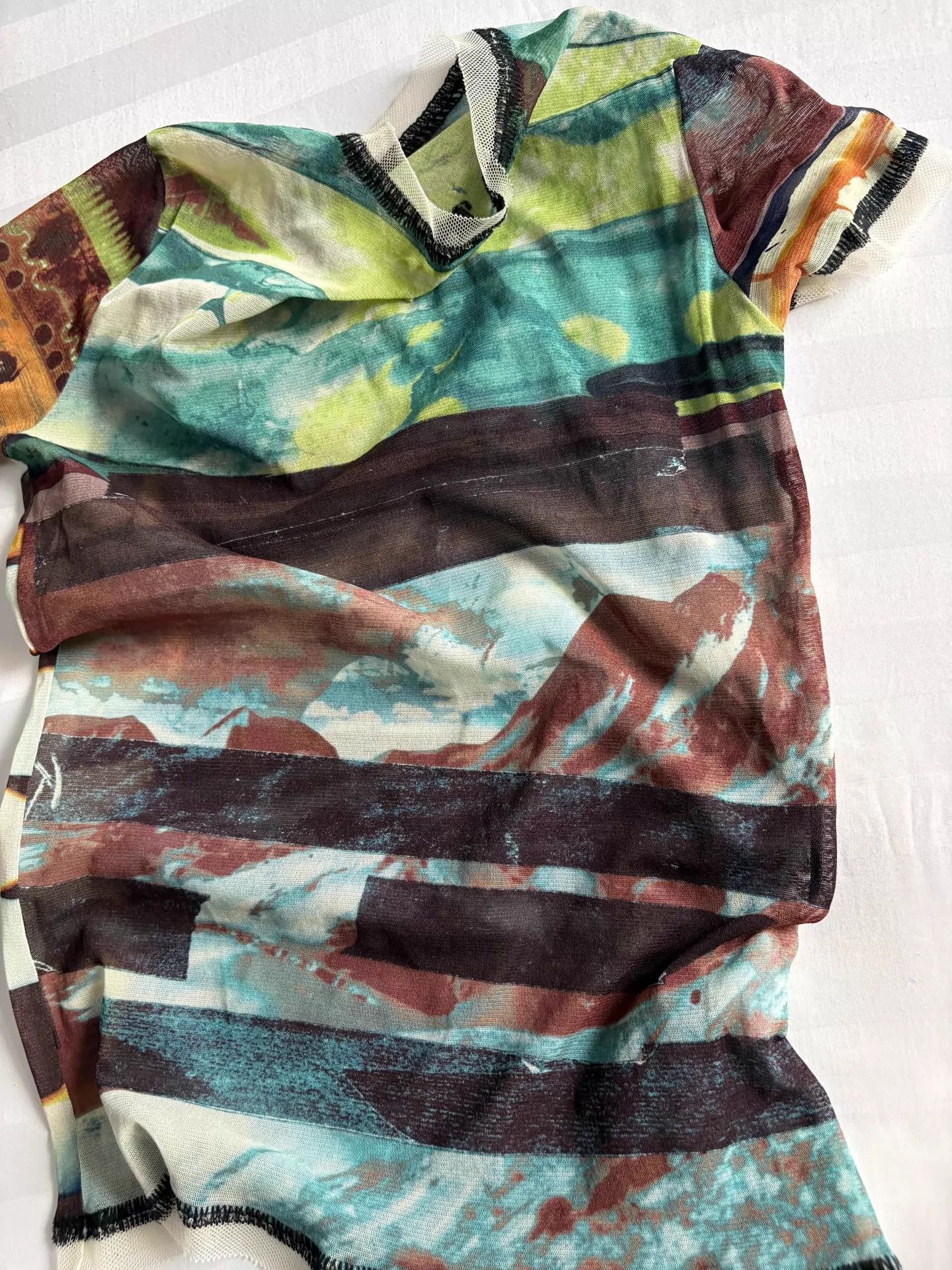 Jean Paul Gaultier JPG vintage psychedelic tulle short sleeve 48 raw top Size XL / US 12-14 / IT 48-50 - 9 Thumbnail