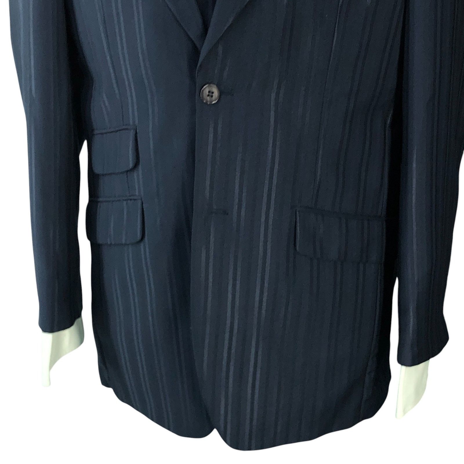 Stacy Adams Stacy Adams Size 40R Suit Three 3 Piece Drop 4 Blue Striped Size 40R - 4 Thumbnail
