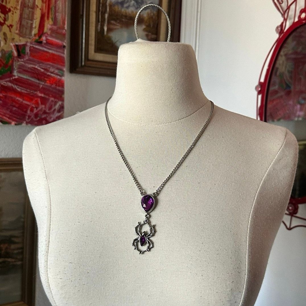 Other silver purple gemstone spider pendant necklace Size ONE SIZE - 1 Thumbnail