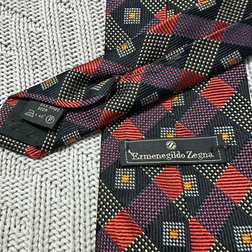Ermenegildo Zegna Ermenegildo Zegna red and black plaid silk tie Size ONE SIZE - 3 Thumbnail