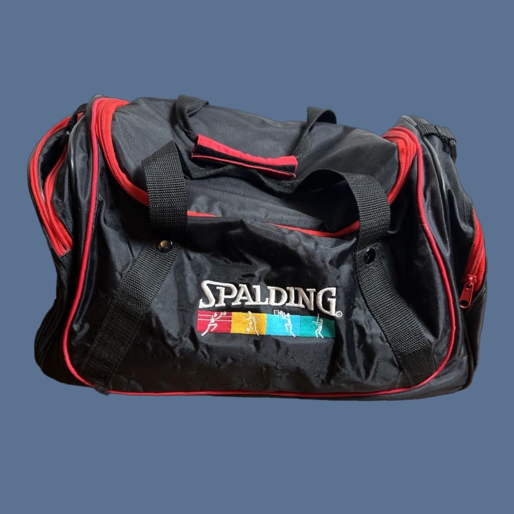 Spalding VINTAGE Spalding Duffle Bag Travel Gym Black /Red Sports Retro 90s Print Bag Nylon Canvas Unisex Adults Large Size ONE SIZE - 1 Thumbnail