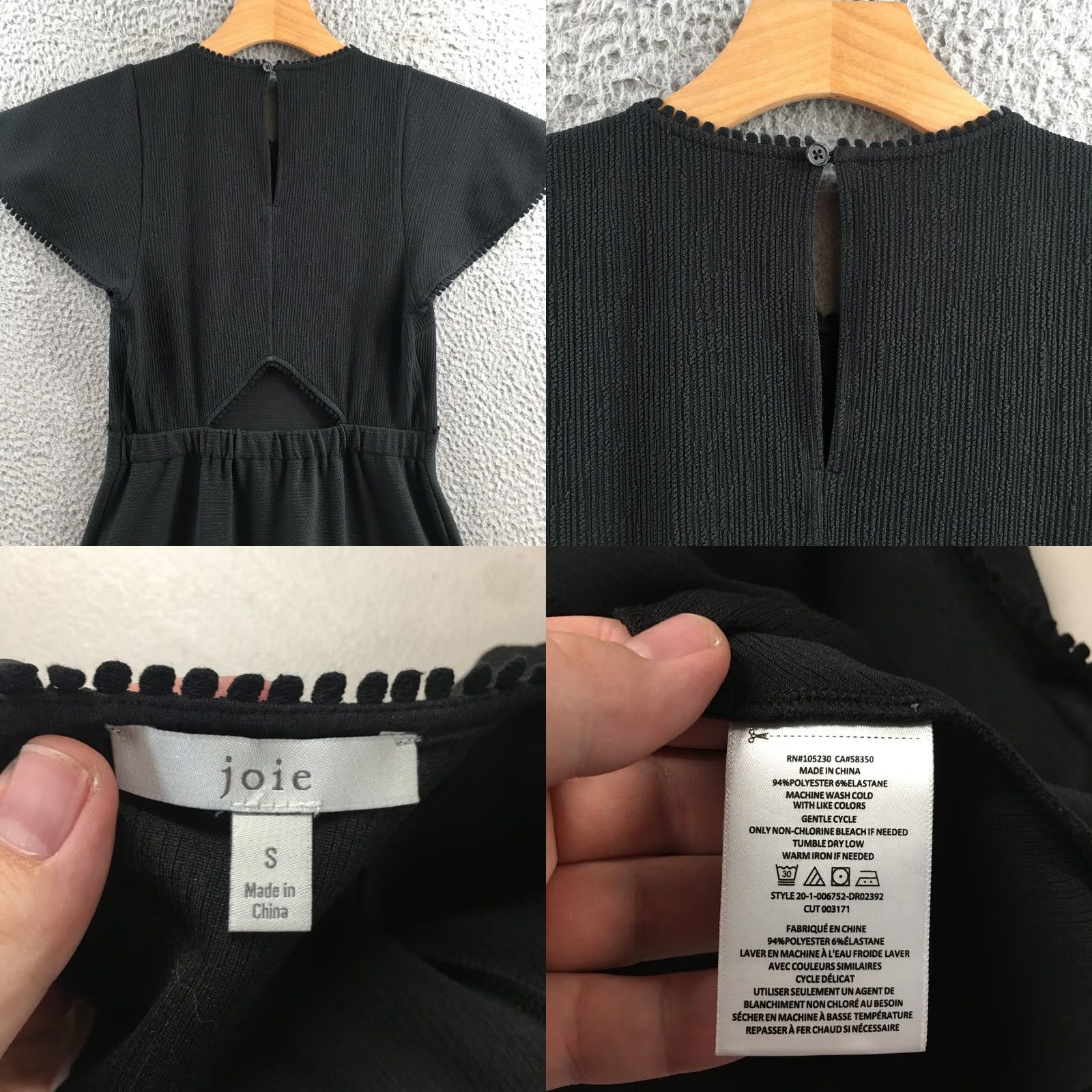 Joie JOIE Dress Womens Black Textured Flutter Sleeve Fit & Flare Short Dress Small, Cotton Blend, Regular Size, Solid Pattern, Spring Summer Fall, Womens Size S / US 4 / IT 40 - 8 Thumbnail