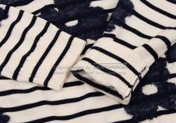 Comme des Garcons Comme des Garcons Navy vintage striped floral knit top Size S / US 4 / IT 40 - 8 Thumbnail