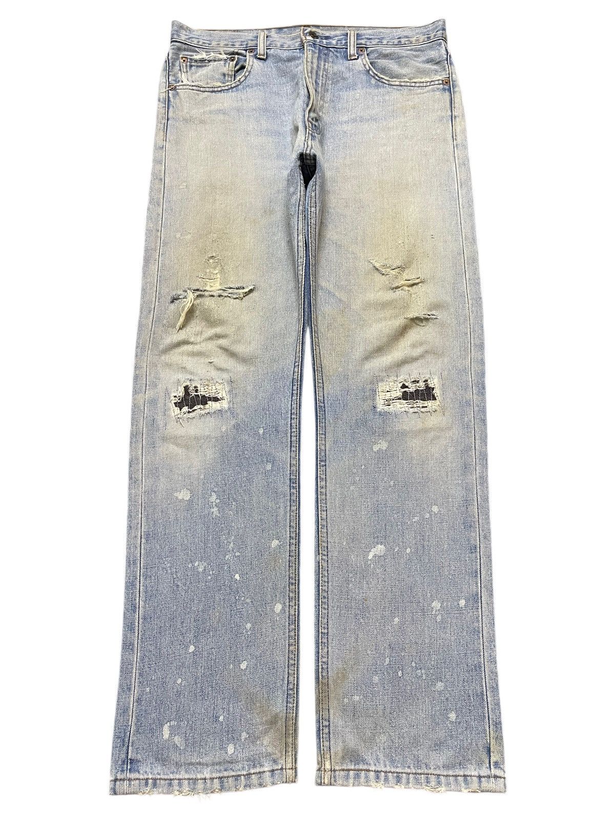 Levi's Vintage 90s Levis 505 Mud Wash Distress Painted Style Jeans Size US 33 - 1 Thumbnail